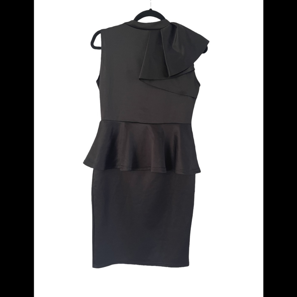 Womens Dress Sz Large Black Peplum Bodycon - Picture 1 of 5